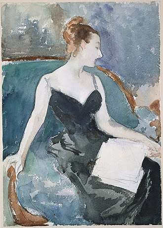 Schizzo del ritratto di Madame Gautreau, realizzato con acquarelli, 1883